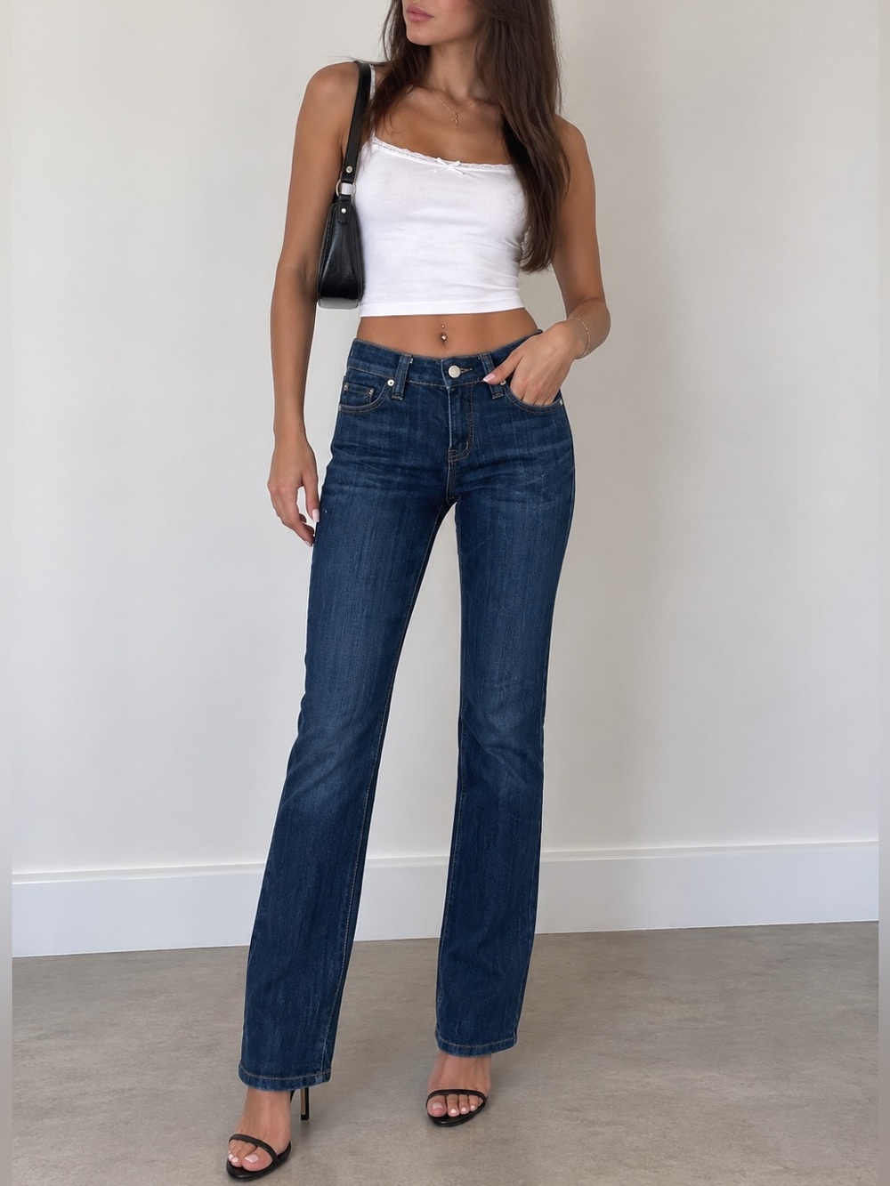 WET SEAL Y2K DARK WASH STRAIGHT LEG JEANS | SIZE 0 REGULAR